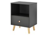 In And Outdoorcomodino Raphaelle - Con Cassetto E Vano A Giorno - 54X40X30 Cm - Bianco E Grigio Scuro - Design Moderno