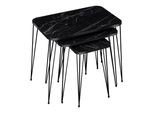 In And Outdoormatch Tavolino Alicia - Set Di 3 - Marmo Nero E Nero - Truciolato E Metallo - Design Elegante