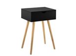 In And Outdoormatch Maggie Side Table - Con Cassetto - Comodino - 60X40X29.5 Cm - Colori Nero E Legno - Truciolato E Pino - Design Moderno