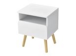 In And Outdoormatch Comodino Sallie - Con Cassetto - 50X40X34 Cm - Bianco E Legno - Truciolato E Pino - Design Moderno