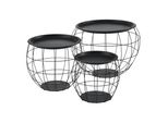 In And Outdoormatch Tavolino Nedra - Tavolino - Set Di 3 - Piano Rimovibile - Nero - Metallo E Mdf - Design Moderno