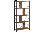 In And Outdoormatch Bookshelf Sherman - Scaffale Con 5 Ripiani - Scaffale Per Ufficio - Scaffali Aperti - Design Industriale - Soggiorno - Camera Da Letto - Ufficio - Studio - Casa - Ufficio - Vintage Marrone/Nero