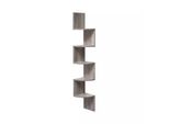 In And Outdoormatch Angoliera Deluxe Youness - Mobili Ad Angolo - Scaffale A Muro - Libreria E Decorazione - 5 Ripiani - Grigio - 20X20X127Cm