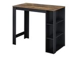 In And Outdoormatch Tavolo Da Bar Kamren - Con 3 Ripiani - 120 X 60 X 105,5 Cm - Colori Nero E Legno - Truciolare - Design Moderno