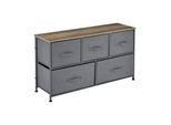 In And Outdoormatch Cassettiera Jeffrey - Tessuto Non Tessuto - 55 X 100 X 29 - Colori Grigio E Legno - Mobile Decorativo