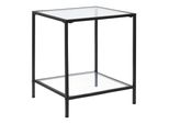 In And Outdoormatch Tavolino Juliana - Con Vetro Contenitore - 55X45X45 Cm - Nero - Acciaio E Vetro - Design Moderno
