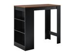 In And Outdoormatch Tavolo Da Bar Cletus - Con 3 Ripiani - 110 X 50 X 103 Cm - Colore Nero E Noce - Truciolato - Design Moderno