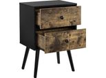 In And Outdoormatch Comodino Retta - Con 2 Cassetti - 60X40X29.5 Cm - Colori Legno E Nero - Design Moderno