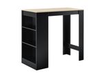 Tavolo Bar In And Outdoormatch Eddie - Con 3 Ripiani - 110 X 50 X 103 Cm - Colori Nero E Rovere - Truciolato - Design Moderno