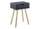 In And Outdoormatch Tavolino Demarcus - Con Cassetto - Comodino - 60 X 40 X 29,5 Cm - Grigio Scuro E Color Legno - Truciolato E Pino - Design Moderno
