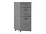 In And Outdoormatch Armadio Da Ufficio Leonora - Cassettiera - Su Rotelle - 69X28X41 Cm - Grigio - Acciaio - Design Elegante