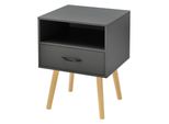 In And Outdoormatch Comodino Genevieve - Con Cassetto E Vano A Giorno - 57X42X40 Cm - Grigio Scuro - Design Moderno