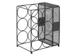 In And Outdoormatch Portabottiglie Alvah - Metallo - Per 6 Bottiglie - 33,5X29X18 Cm - Nero - Con Raccoglitore Di Sughero Pieghevole