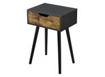 In And Outdoormatch Claire Side Table - Comodino - Con Cassetto - 60X40X29.5 Cm - Colori Nero E Legno - Design Elegante