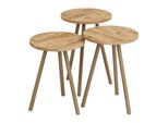 In And Outdoortavolino Amina - Set Di 3 - Rotondo - Color Legno - Truciolato E Faggio - Design Elegante