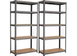 In And Outdoormatch Sid - Scaffale Per Magazzini - Set Di 2 - 180 X 90 X 40 Cm - Portata Fino A 875 Kg - Scaffale - Scaffale Senza Viti - Struttura In Acciaio Rinforzato - 5 Ripiani Regolabili - Nero