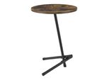 In And Outdoormatch Tavolino Rotondo Mave - 55XØ40 Cm - Colori Legno E Nero - Mdf E Metallo Verniciato A Polvere - Design Moderno
