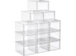 In And Outdoormatch Chaim - Scatola Per Scarpe In Plastica - Con Sportello - Trasparente - Set Di 6 - Impilabile - Facile Montaggio 27 X 34,5 X 19 Cm - Per Scarpe Fino Al Numero 45 - Bianco
