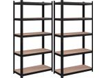 In And Outdoormatch Grover - Scaffale Per Magazzini - Set Di 2 - 180 X 90 X 40 Cm - Portata Fino A 875 Kg - Scaffale - Scaffale Senza Viti - Struttura In Acciaio Rinforzato - 5 Ripiani Regolabili - Nero