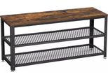 In And Outdoormatch Panca Per Scarpe Industrial Chauncey - Nero/Marrone - Contenitore - Scarpiera - Panca Da Ingresso - 100 X 30 X 45 Cm