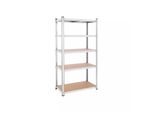 In And Outdoormatch Silas - Scaffalatura Per Magazzini - Set Di 2 - 180 X 90 X 40 Cm - Portata Fino A 875 Kg - Scaffale - Scaffale A Innesto - Struttura In Acciaio Rinforzato - 5 Ripiani Regolabili - Argento