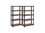 In And Outdoormatch Libreria Kyle - Libreria - Scaffale Portaoggetti - 5 Ripiani - 150 X 75 X 30 Cm - Ripiani Regolabili - Stile Industriale - Nero-Vintage-Marrone
