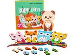 Puzzle Di Legno Montessori - Infilare - Imparare A Legare Gli Animali