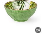 Excelsa Set Di 4 Ciotole Foliage In Ceramica Verde