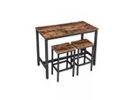 In And Outdoormatch Tavolo Da Bar Con Sgabelli Rixt - Rettangolare - Sgabelli Da Bar Industriali - Metallo E Legno - 120X60X90Cm