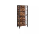 In And Outdoormatch Libreria In Stile Industriale Henry - 4 Livelli - Nero - Libreria - Soggiorno, Camera Da Letto E Camera Dei Bambini - Legno - Mdf - 74X30X155Cm