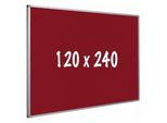 Bacheca In Sughero Pro Courtney - Cornice In Alluminio - Montaggio Facile - Puntine - Rosso - Bacheche - 120X240Cm