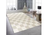 Tappeto Facile E Resistente Con Motivo A Quadri In Beige Crema Dimensioni - 140 X 200 Cm