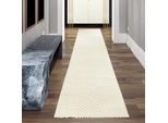 Tappeto Da Salotto Moderno Con Motivo Curvo In Crema Dimensioni - 80 X 300 Cm