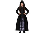 Halloween Strega Stregone Cappotto Costume Spettrale Travestimento Per Magica Avventura Foresta Oscura Fantasma Outfit Bambini, Taglia: 110/116 Colore: Nero