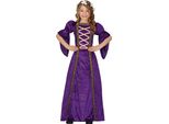 Abito Da Principessa Medievale Viola Costume Da Fiaba Corona Di Fiori Bambini Carnevale Fantasia Avventura Regale Eleganza, Taglia: 128/134 Colore: Viola