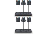 Lampada Da Tavolo 6 Set Rgbw Led A Batteria IP44 Stazione Di Ricarica 36Cm Antracite