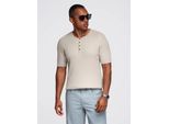 T-Shirt In Maglia Ombre Con Bottoni Sulla Scollatura Grigio Chiaro Xl