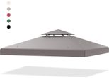 Gazebo Con Tetto Di Ricambio Costway 3X3M, Copertura Di Ricambio Per Gazebo Con Doppio Tetto E Chiusure In Velcro, Tetto Singolo Stabile E Idrorepellente Grigio