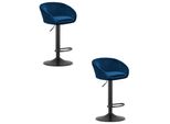 Hocker Orientale - Velluto Blu Navy / Base Nera X 2