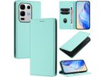 Custodia In Pelle Per Infinix Note 50S, Pelle Litschi, Custodia A Portafoglio Con Slot Per Carte E Supporto Turchese