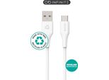 Cavo Di Ricarica Estuff Da Usb C A Usb A, 2 M, Bianco 100% Plastica Riciclata, Morbidissimo (ES605270)