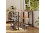 Set Di Tavoli Da Bar Bealife, Tavolo Alto E Sgabello Con 2 Sgabelli Rotondi, 120X40X91,5 Cm