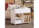 Sobuy FBT134-W Carrello Portadocumenti Carrello Portadocumenti Tavolo Per Stampante Supporto Per Stampante Contenitore Per Rotoli Con 4 Rotelle Armadio Per Ufficio Bianco Wd Circa 30X61X70Cm