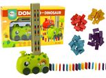 Dinosauro Verde Con Auto A Batteria Per Impilare Le Tessere Del Domino