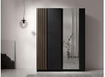 Kleiderschrank Home Affaire "Kleiderschrank Charisy Mit Spiegel, 4 EinlegeböDen Und Kleiderstange", Schwarz, B:150,6Cm H:198,5Cm T:62Cm, Mdf, Melamin, SchräNke, Kleiderschrank, Garderobe Mit 2 SchwebetüRen Und Lamellen, B/H/T 150/198,5/62 Cm