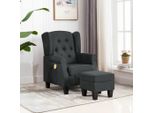 The Living Store Poltrona Massaggiante Con Sgabello In Tessuto Grigio Scuro