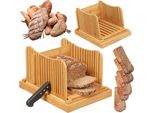 Tagliere Affettatrice Per Pane Manuale In Bambù Con Vassoio