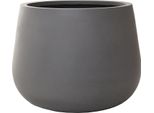 Vivanno Vaso Da Fiori In Fibra Di Vetro Girar Rotondo, Grigio Cemento Design Cemento - 49X37 Cm