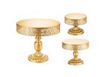 Set Di 3 Pezzi Di Alzate Per Torte Dorate - Alzata Decorativa In Ferro, Riutilizzabile, Rimovibile, Robusto Supporto Per Cupcake Per Feste