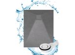 Piatto Doccia Granitan | Teja - 100X80 Cm - Grigio - Superficie Antiscivolo - Robusto Composito Duroplastico